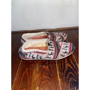 TOMS Alpargata Fair Isle Reindeer Faux Fur Lined Slip On Shoes Womens 9.5 Cozy